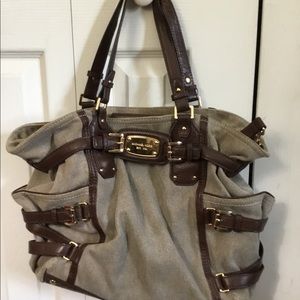 Michael Kors Beige Tweed with Leather Trim Bag